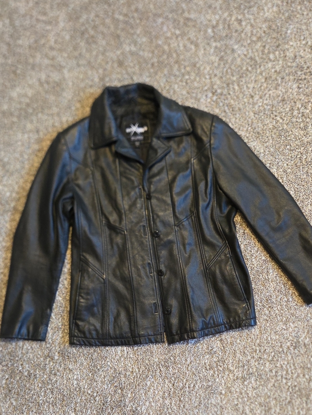 Vintage Y2K WILSONS LEATHER Maxima Black Leather Button-Front Blazer